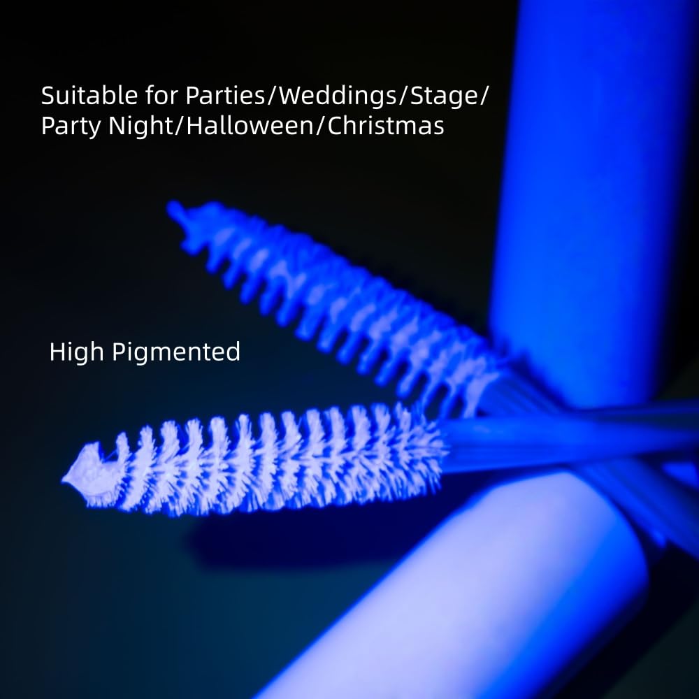 6 Colors Fluorescent Mascara, Glow Colored Mascara, Parties, Weddings, Stage Use, Party Night, Halloween Christmas Parties, High Pigmented, Apply to Eyelashes/Eyebrows/Hair (Blue)