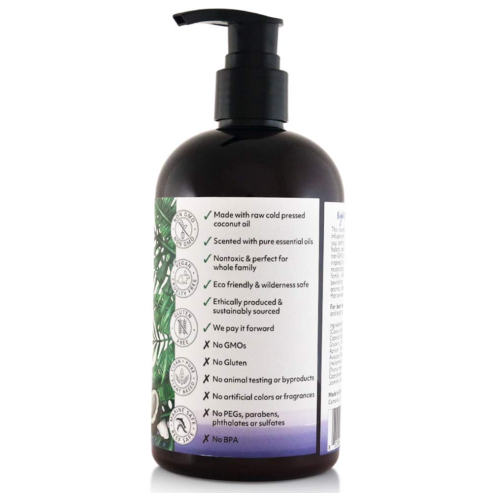 Coco Fiji Face & Body Lotion Infused With Coconut Oil | Lotion for Dry Skin | Moisturizer Face Cream & Massage Lotion for Women & Men | Night Blooming Jasmine 12 oz, Pack of 3