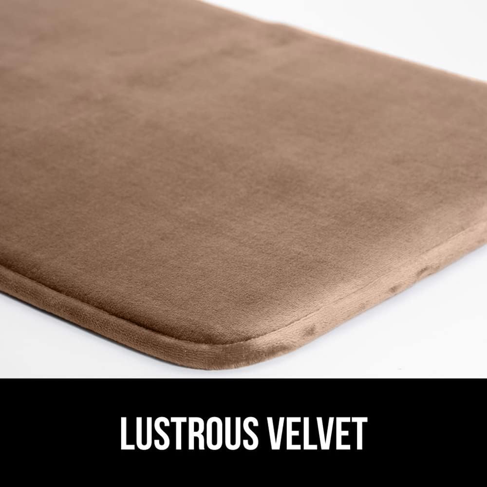 GORILLA GRIP Memory Foam Bath Mat, Soft Absorbent Velvet Bathroom Mats, Durable Dots on Underside, Machine Washable Bathmat, Carpet Rug Room Decor for Shower Tub Floor RV, 48x24 Rugs, Taupe