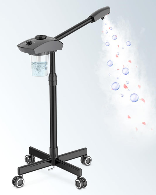 Kingsteam Professional Ozone Nano-Ionic Facial Steamer | Deep Cleansing Hydrating | Salon Home Spa Face Steamer | Pore Cleanser | 60-Min Timer | 360° Swivel | Esthetician Favorite Tool, Black