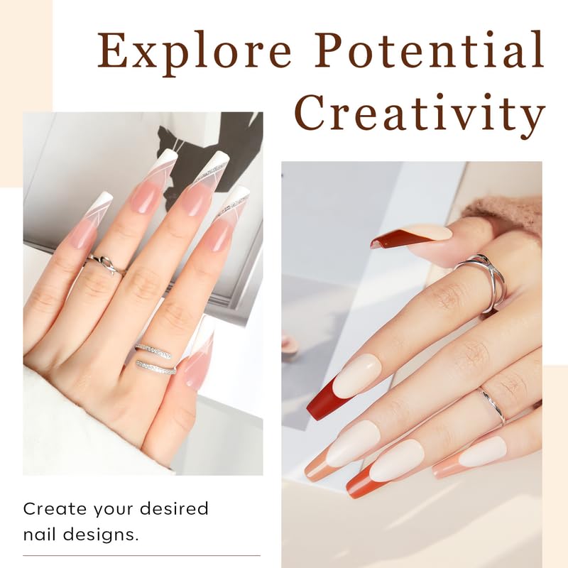 Modelones Long Coffin Nail Tips - 500Pcs Pre-shaped Half Matte Full Cover Fake Nails Gel Tips Acrylic Press on Manicure Extension DIY 10 Sizes