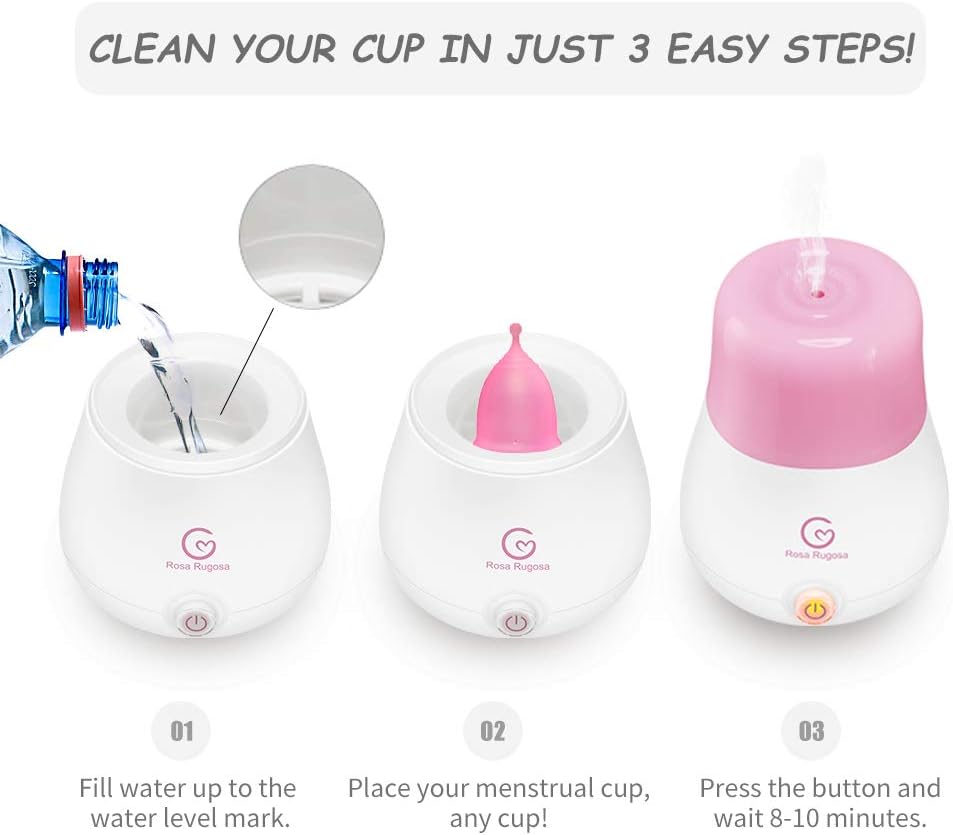ROSA RUGOSA Menstrual Cups + Steamer Bundle - All You Need to Start Your Menstrual Cup Journey! - Feminine Hygiene - Leak-Free - up to 99.9%