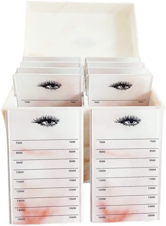 10 Layers Acrylic Eyelash Storage Box, Makeup Eyelashes Extension Close-Packed Display with 10 Pallets, Grafting False Eyelashes Glue Pallet Holder Display Organizer (Marble Yellow)