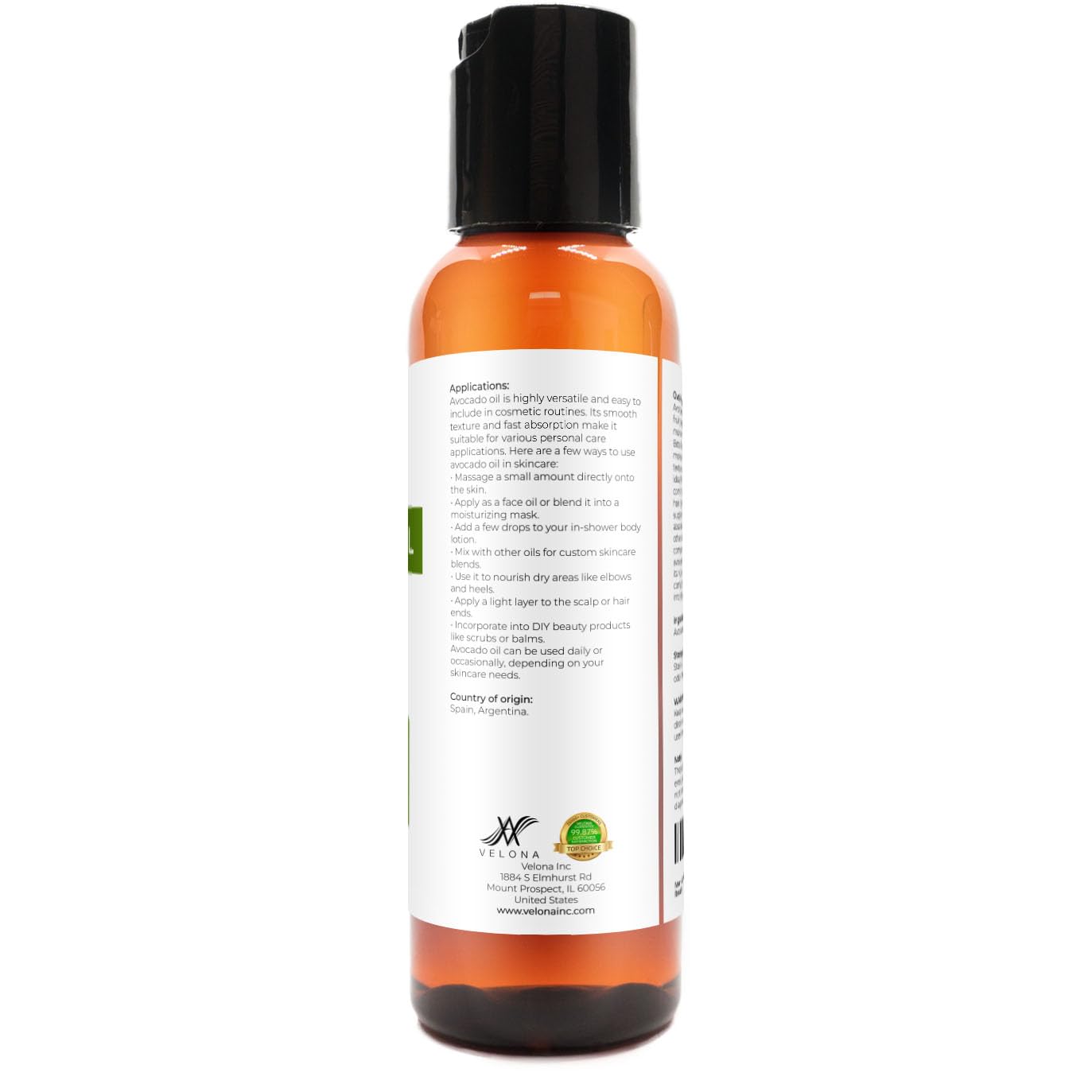 velona Avocado Oil 2 Fl Oz | 100% Pure and Natural Carrier Oil | Expeller-Pressed | Hair, Body and Skin Care | Use Today - Enjoy Results