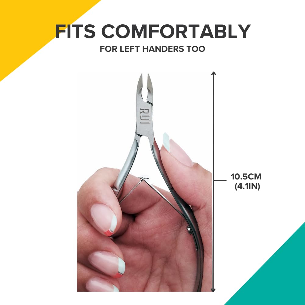 Rui Smiths Carbon Steel Cuticle Nippers - Professional Carbon Steel French Handle - 6mm Jaw, Double Spring