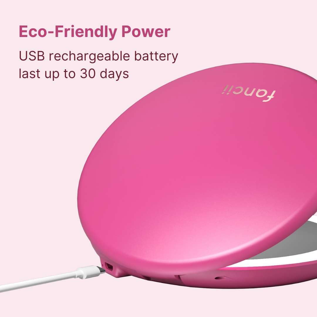 Fancii Taylor Compact Travel Mirror with Light, Rechargeable, 10x /1x Magnifying, 3 LED Light Settings - Best for Makeup, On The Go Touch-Ups, (Magnolia Burst)