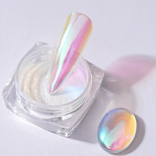 Pretty Diva 0.3g Mermaid Unicorn Chrome Nail Powder, Aurora Iridescent Chrome Powders for Nails, Mermaid Powder for Nails Chrome Mica Powder Manicure Pigment