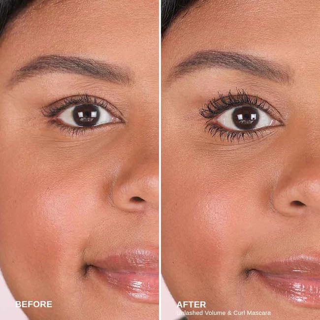 Wander Beauty Unlashed Volume & Curl Mascara - Volumizing, Lash Curling Mascara - 9 in 1 Multitasking Smudge-Proof Black Mascara - Nourish & Reduce Fallout With Peach Leaf, Vitamin E & B5 - 0.31 fl oz