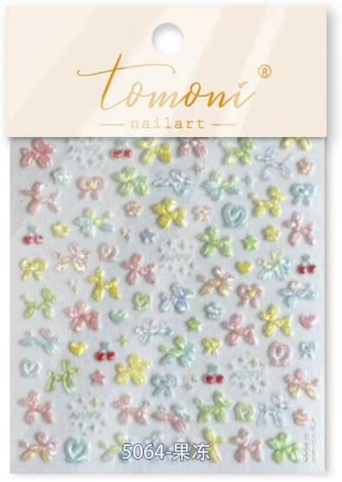 Dog Nail Sticker for Nails Art Colorful Nail Decals 5D Embossed Cute Balloon Self Adhesive Nails Art Stickers for Women Girls Kid Manicure DIY Decoration Supply Accessories