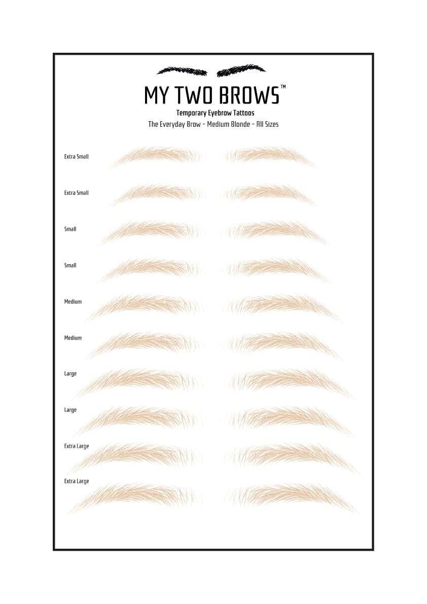 (10 pairs) Medium Blonde Temporary Eyebrow Tattoo - Extra Small Size - Waterproof & Smudgeproof - Everyday Brow Style Eyebrow Stickers - Sheet Lasts up to 30 Days - Won't Work on Existing Brows