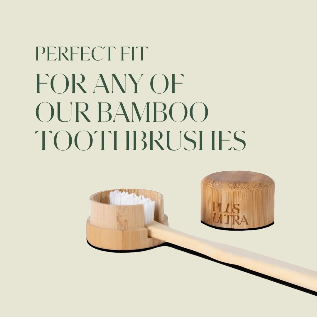 Plus Ultra Bamboo Toothbrush Cover | Made from 100% Bamboo | Biodegradable, Eco-Friendly Travel Protective Head for Fresh & Clean Storage | Fits Most Manual Toothbrushes
