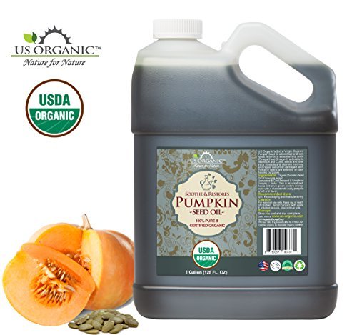 US Organic Pumpkin Seed Oil, Certified Organic, Cold Pressed Virgin, Unrefined, Size for DIY and Small Manufacturers (128 oz (1 Gallon))