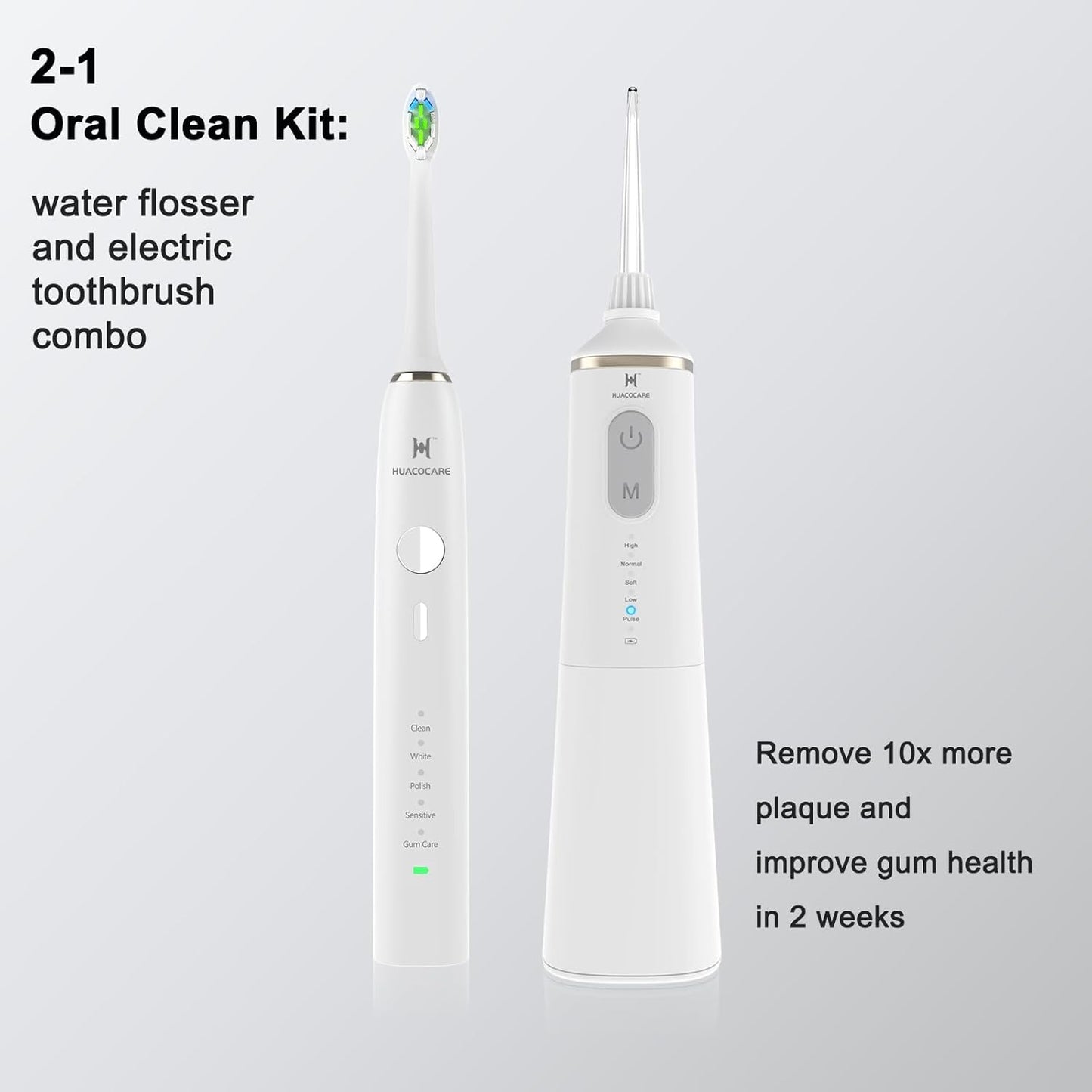 Upgraded Model Water flosser and Electric Toothbrush Combo-5 Brushing & Flossing Mode-Game-Changer for Your Oral Care Routine.2-in-1 Oral Clean Kit-for Teeth Cleaning and Gum Health(White)