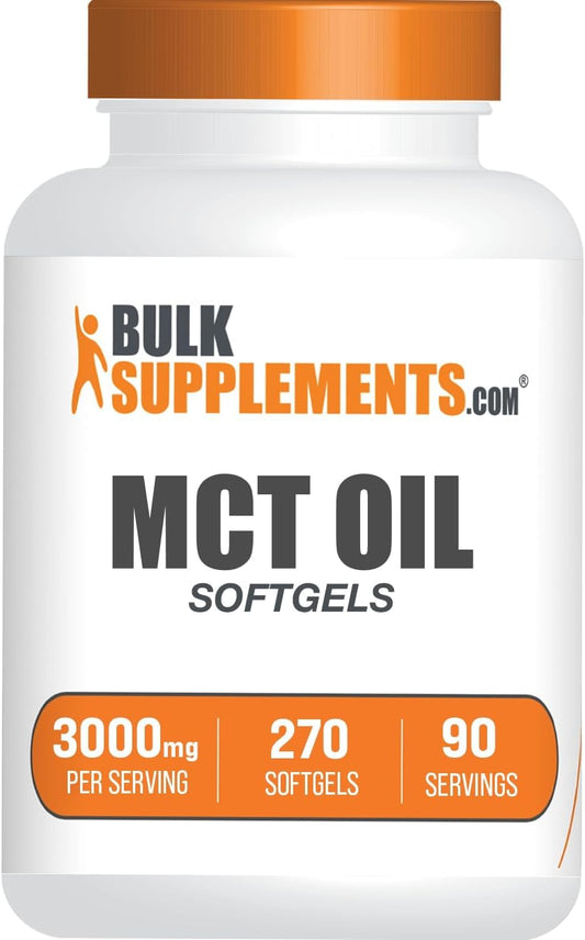 BulkSupplements.com MCT Oil Softgels - Medium Chain Triglyceride, MCT Supplement, MCT Oil 3000mg - for Energy Support, Gluten Free, 3 Softgels per Serving, 270 Count (Pack of 1)