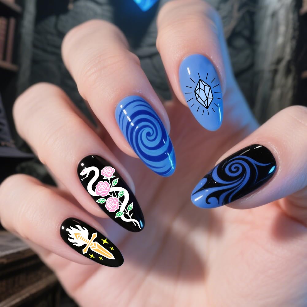 PH PandaHall 9pcs Magic Elements Nail Stamping Plates Tarot Cards Nail Art Designs Moon Star Manicure Art Templates with Stamper and Scraper for Women Halloween Manicures Salon Printing