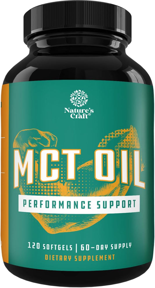 C8 MCT Oil Softgels - Medium Chain Triglycerids MCT Coconut Oil Supplement with Caprylic/Capric Triglycerides for Body Sculpting, Enhanced Energy & Stamina - Keto Supplements for Weight Loss - 120 Ct