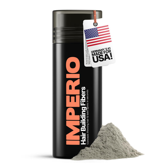 IMPERIO Hair Building Fibers for Thinning Hair - 26g Premium Hair Fibers for Women & Men in Hairdresser Quality - Hair thickening in less than 20 seconds (Gray)