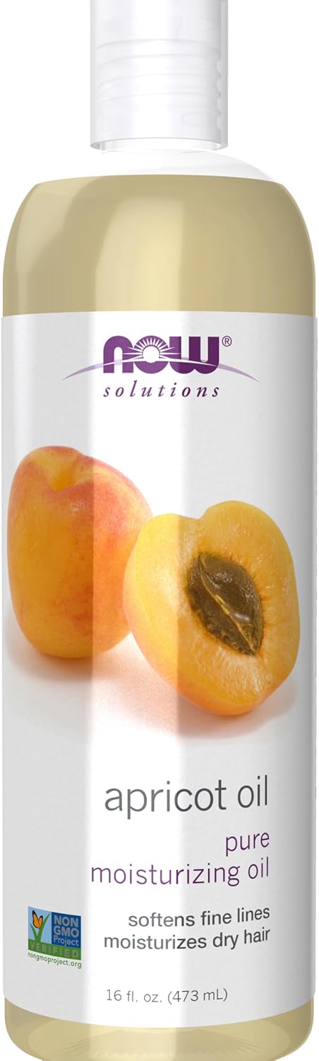 NOW Foods Solutions, Apricot Kernel Oil, Hair Moisturizer, Rejuvenating Skin Oil, Softens Fine Lines, 16-Ounce