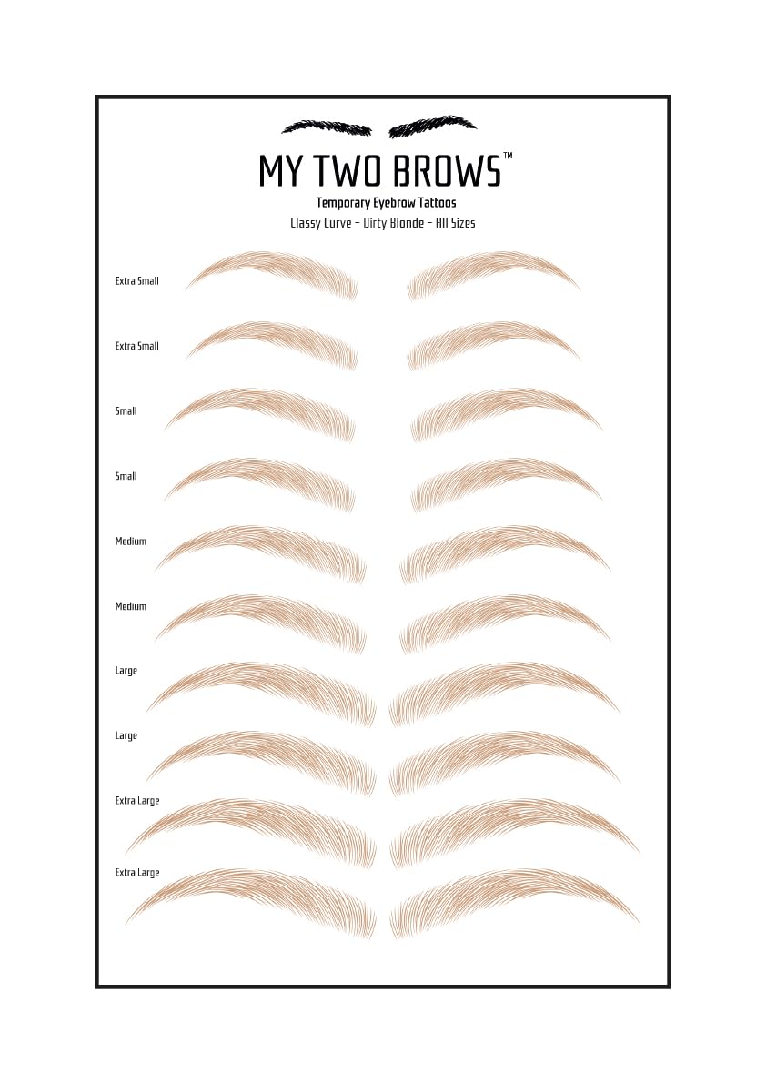 (10 pairs) Dirty Blonde Temporary Eyebrow Tattoo - Medium Size - Waterproof & Smudgeproof - Classy Curve Style Eyebrow Stickers - Sheet Lasts up to 30 Days - Won't Work on Existing Brows