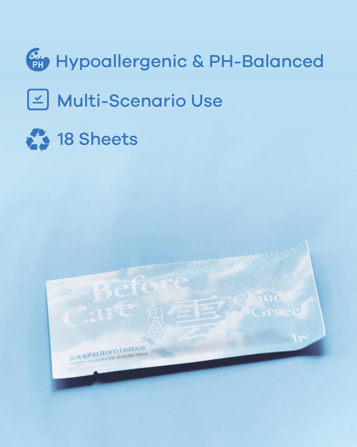 Flushable Feminine Hygiene Wipes, with Hyaluronic Acid & Natural Plants Essential Oils, Individually Wrapped, For Odor, Itching, Redness, Deeply Cleansing,15x19cm, 18 count