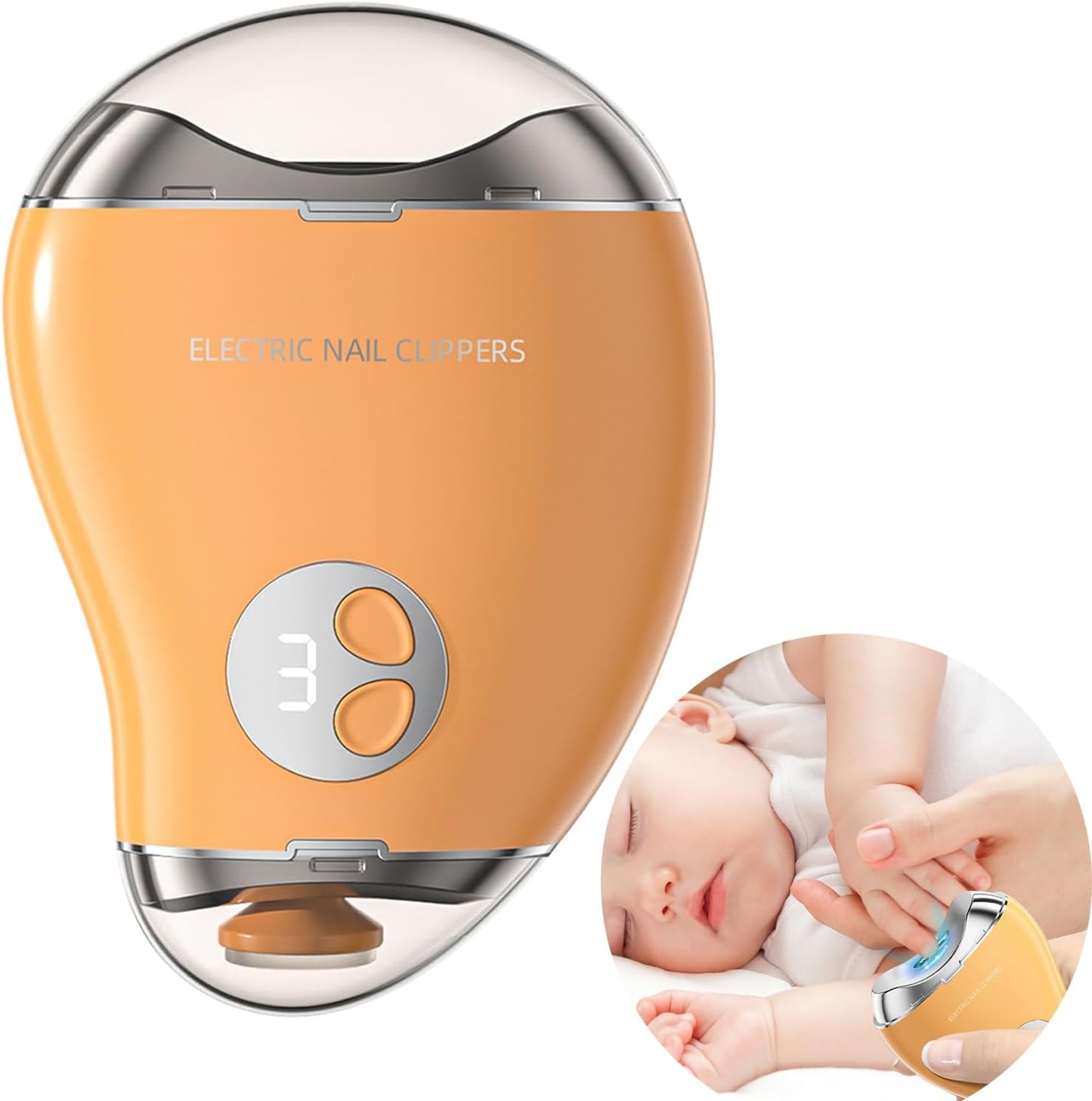 Type-C Professional Electric Nail File and Polish with LED Light & Polisher – 3 Adjustable Speeds, Safe Nail Clippers for Seniors, Adults and Kids, Built - in Storage, Effortless Manicure - Yellow