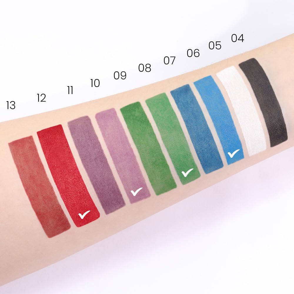 Kaely 4Pcs Light Blue Green Purple Red Gel Eyeliner Pencil,Cream Waterproof Smudge Proof Eye Liner,Halloween Makeup,Eye Black Face Paint Lipstick Crayon,Color Colorful Eyeliner Eyeshadow Stick