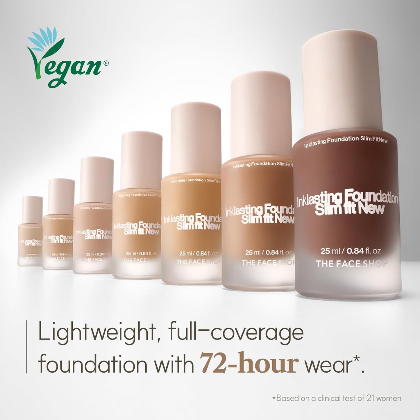 THE FACE SHOP Ink Lasting Liquid Foundation, Full Coverage, 72‑Hour Wear Semi‑Matte Finish, Makeup with Bakuchiol, W130 Warm Beige, 0.84 Fl. Oz.