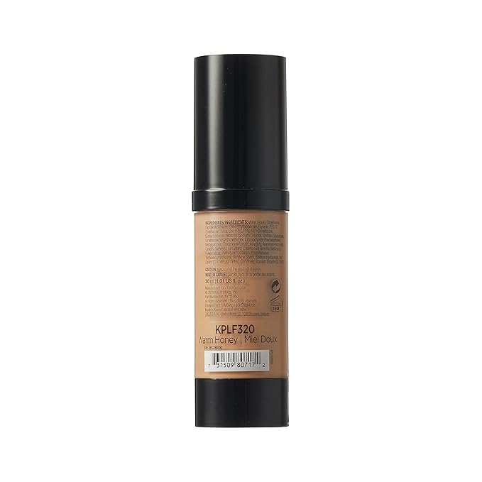 Kiss New York Professional Liquid Foundation - Lightweight and Hydrating Formula, Natural Finish, Control Shine, Cover Pores, Medium to Full Coverage, Green Tea Extract (Warm Honey)