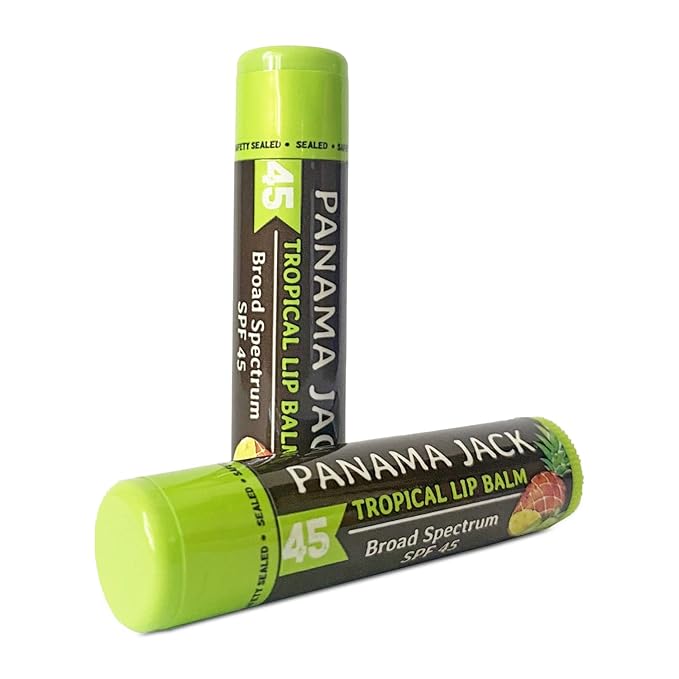Panama Jack Sunscreen Lip Balm - SPF 45, Broad Spectrum UVA-UVB Sunscreen Protection, Prevents & Soothes Dry, Chapped Lips, Tropical, 12-pack