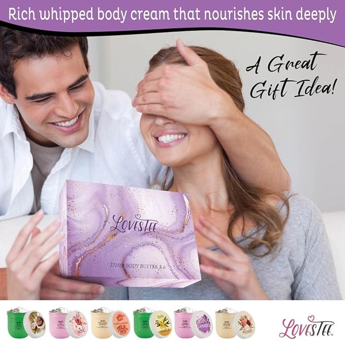 LOVESTEE Moisturizing Body Lotion, Women-Men's Christmas-Birthday Gift Set, Soothes All Skin Types includes Shea Butter, Fragrances Lavender, Vanilla, Rose, Honey Almond, Coconut and Floral