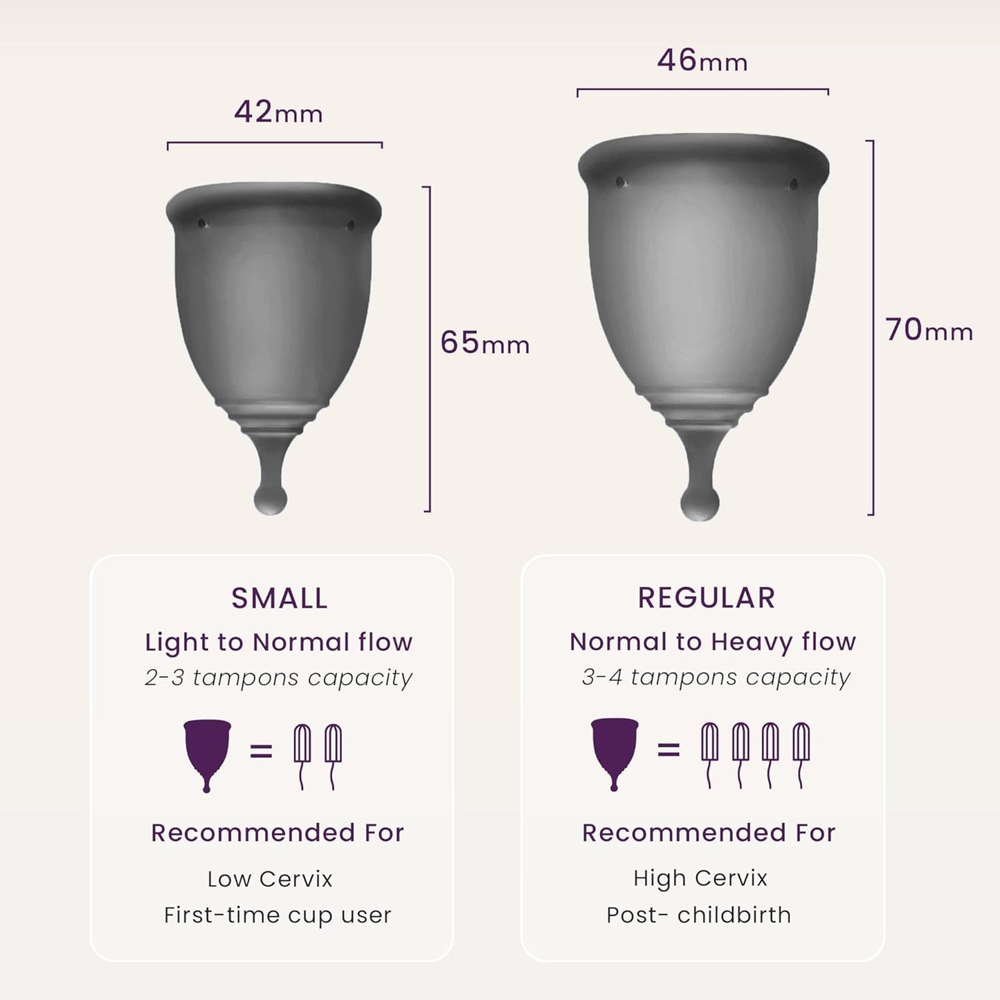 EcoBlossom Reusable Menstrual Cup and Case - The Most Reliable Medical Grade Silicone Period Cups - Comfortably use for 12 Hours (Large (Pack of 2), Gray Cup & Case)