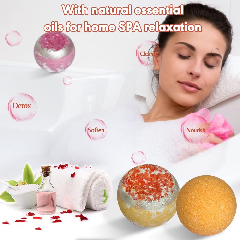 KAV Bath Bombs Set of 12 for Women — Natural Geode Bathbombs for Girls, Tweens | Organic Bath Bomb Giftset with Various Scents and Colors | Moisturizing Spa Fizzies — Essential Oil Infused Gift-Ready