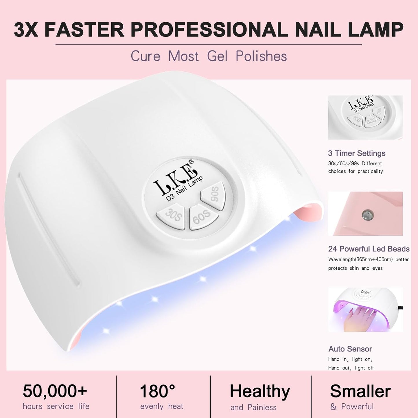 LKEE Gel Nail Polish Kit with U V Light 108W, 65 Pcs Gel Nail Polish Set All Season Gels Nail Kit Essential Manicure Tools for DIY Nails Art Gifts for Women (D3-36SET-SKU1-012001)