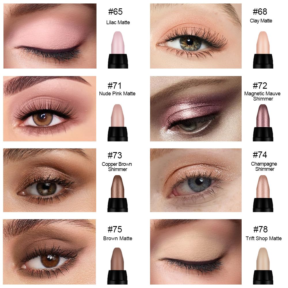 Kaely 8Pcs Cream Eye Shadow Sticks Set, Matte Shimmer Eyeliner Pencil Eyeshadow Palette Makeup, Eye Highlighter Brightener Stick for Older Women Waterproof Pigmented, sombras para ojos, New-11
