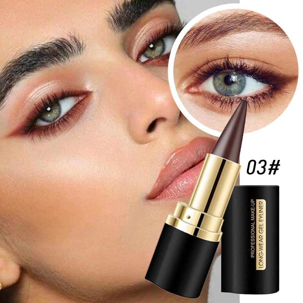 Kaely 2Pcs Black Brown Gel Eyeliner Pencil, Natural Black Eyeliner Cream for Waterline, Crayon Eye Liner Waterproof Smudge Proof, Smokey Eye Eyeshadow Palette Halloween Makeup, delineador de ojos