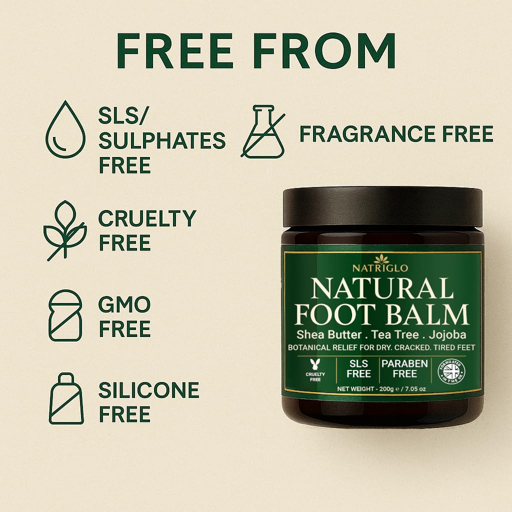 Organic Tea Tree oil Foot Cream for Dry Cracked Heels and Feet, Cracked Heel Repair for Athletes - Foot Cream & Natural Heel Balm for Dry Cracked Feet - Heel Rescue Foot Cream 7.05oz