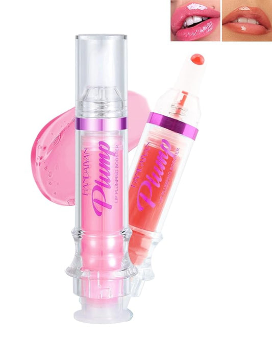 Lip Plumping Booster-2Colors Spicy Lip Plumper Oil Lip Gloss, Plump and Pout Lip Plumper Hydrating & Volumizes Lip GLaze, Enhancing Plump Effect for Fuller Lips, Lip Glossy Makeup Gift for Women-05+06