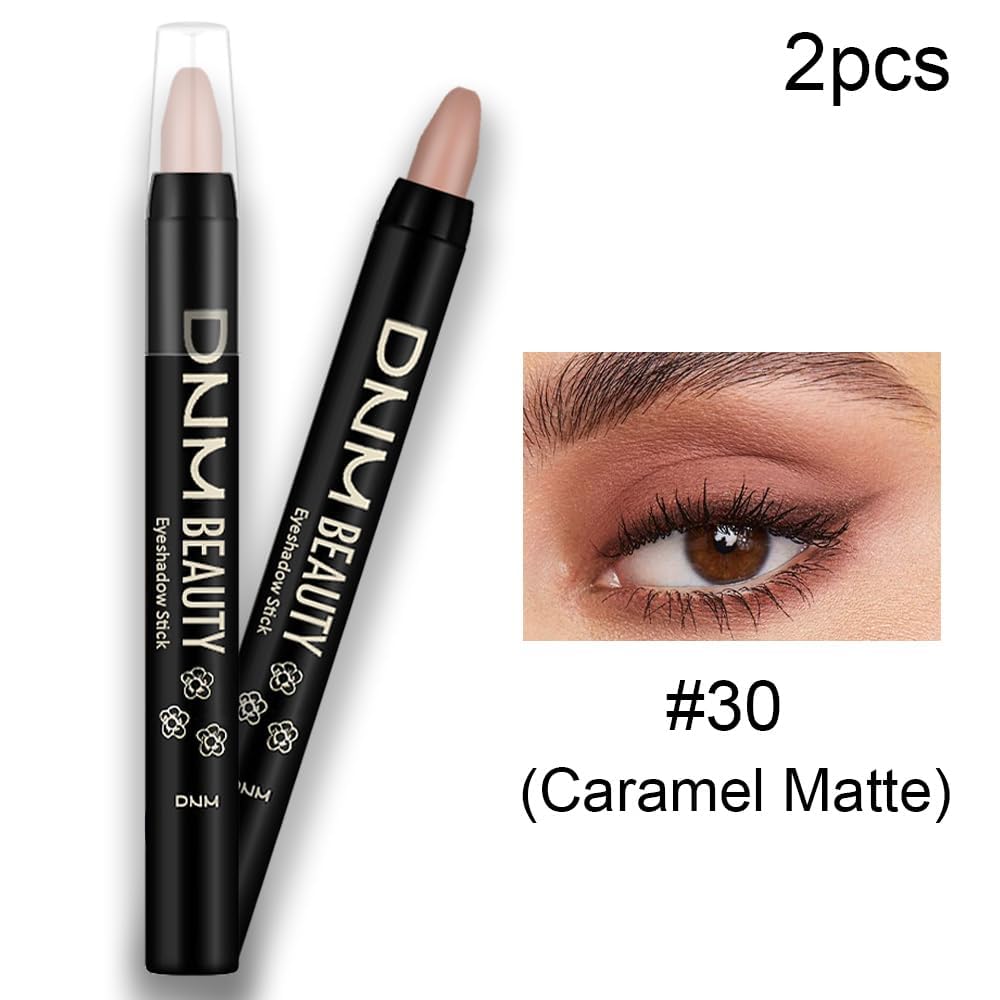 evpct 2Pcs Cream Eye Shadow Brightener Sticks Set for Eyes, Caramel Matte Pencil Eye shadow Applicator Stick Pen Palette Makeup Waterproof sombras en crema para ojos 30+30