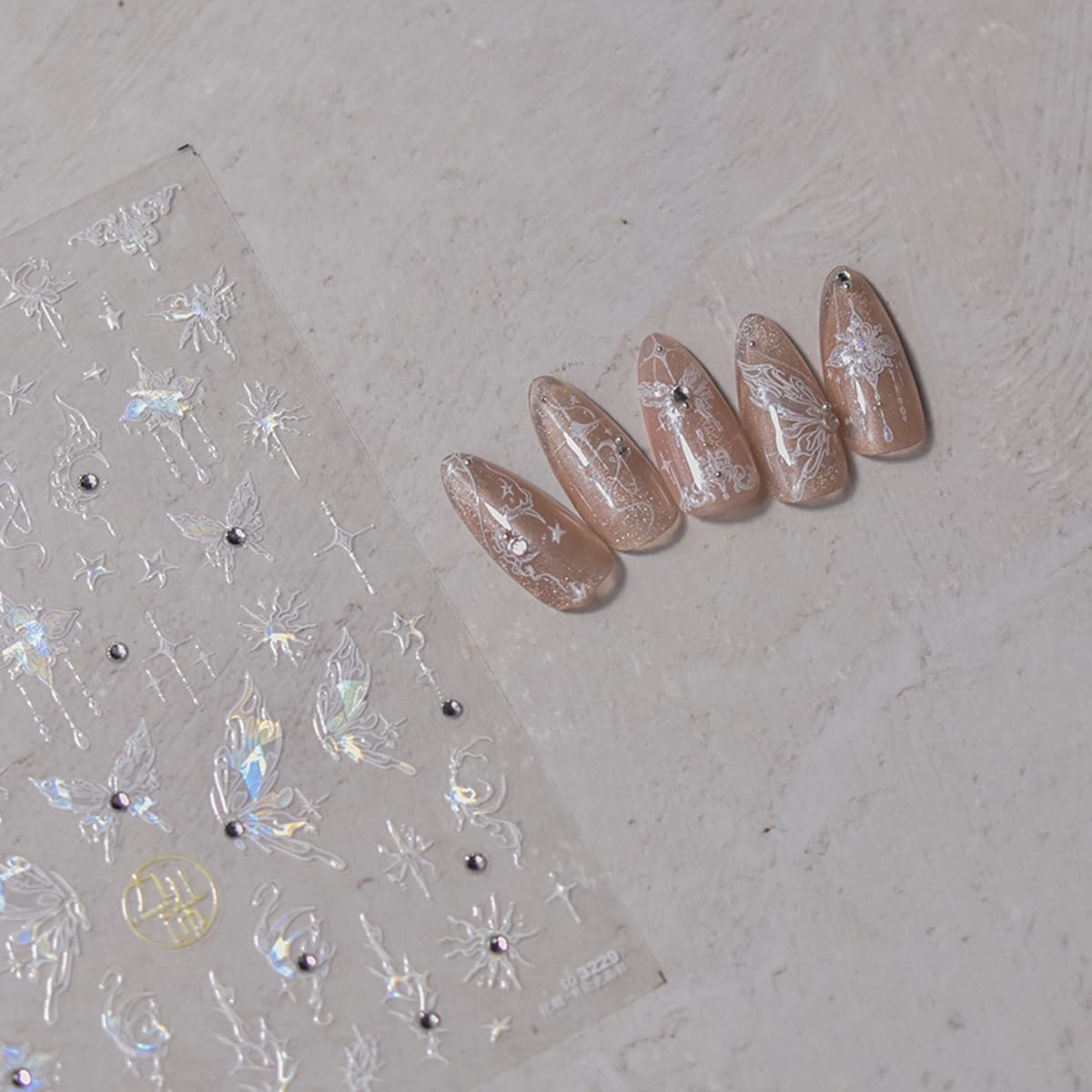 Butterfly Nail Art Stickers Silver Butterfly Nail Stickers 5D Embossed Nail Decals Accessories Glitter Sparkly Adhesive Slider Manicure Supplies for Women DIY Decorations