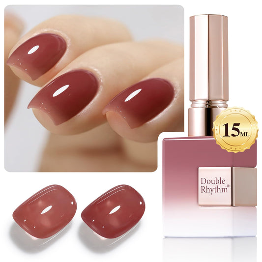Double Rhythm 0.50 OZ Translucent Gel Polish Same Color Same Bottle Sheer Pastel Neutral Natural Milky 15 ML Jelly UV Nail Art DIY at Home (Deep Purple-A1528)
