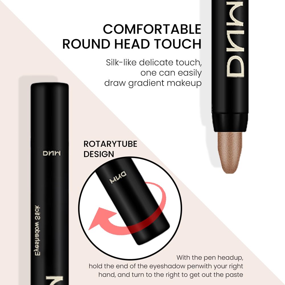 Kaely 8Pcs Cream Eyeshadow Stick Set, Champagne Pearl Taupe Bronze Cocoa Stone Putty Smoky Amethyst, Matte Shimmer Eyeliner Pencil Eye Shadow Sticks Palette Makeup for Older Women, Cruelty-Free 03