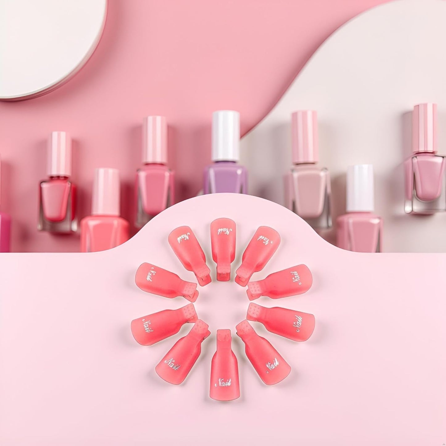 10 Pcs Pink Plastic Acrylic Nail Art Soak Off Cap Clip UV Gel Polish Remover Wrap Tool Gel Nail Polish Remover Clips for Fingernail Removal Soak Off Clips Wrap Cleaner Cap Clip Nail Polish Removers