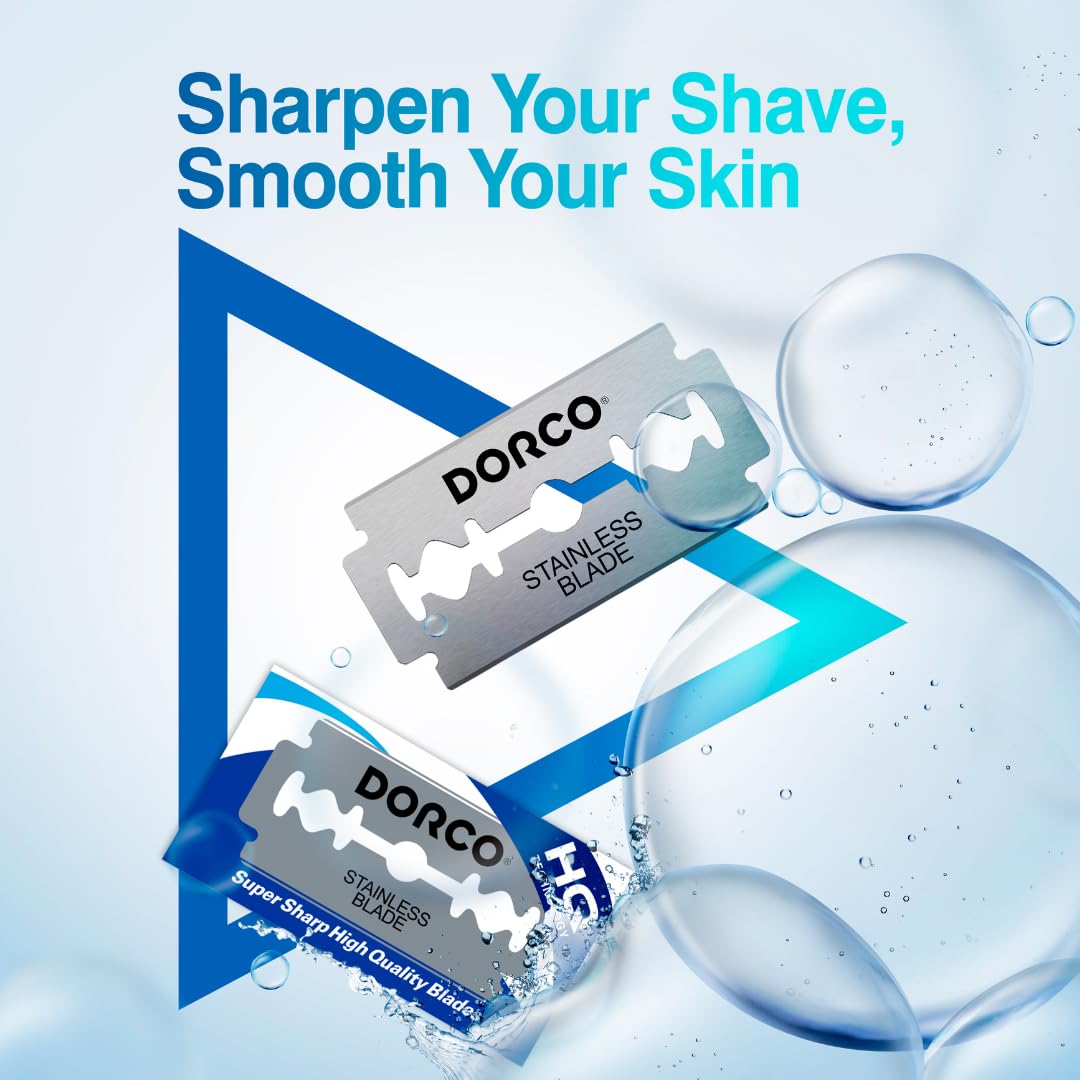 Dorco ST300 Platinum Extra Double Edge Razor Blades 500 Count, Premium Stainless Steel Shaving Blades, Super Sharp for Smooth, Precise Shave