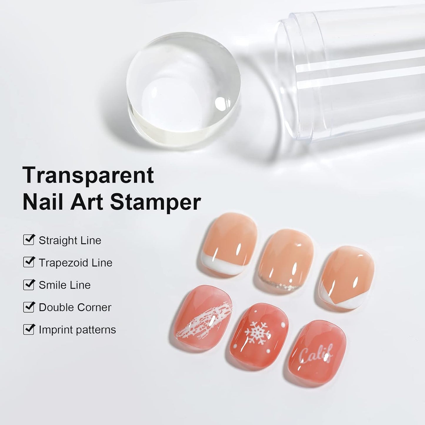 Nail Art Stamper Clear Silicone Nails Stamping Jelly with Scraper Transparent Visible Body DIY Manicure Nail Art Tool For DIY Nail Decor French Nail Manicure