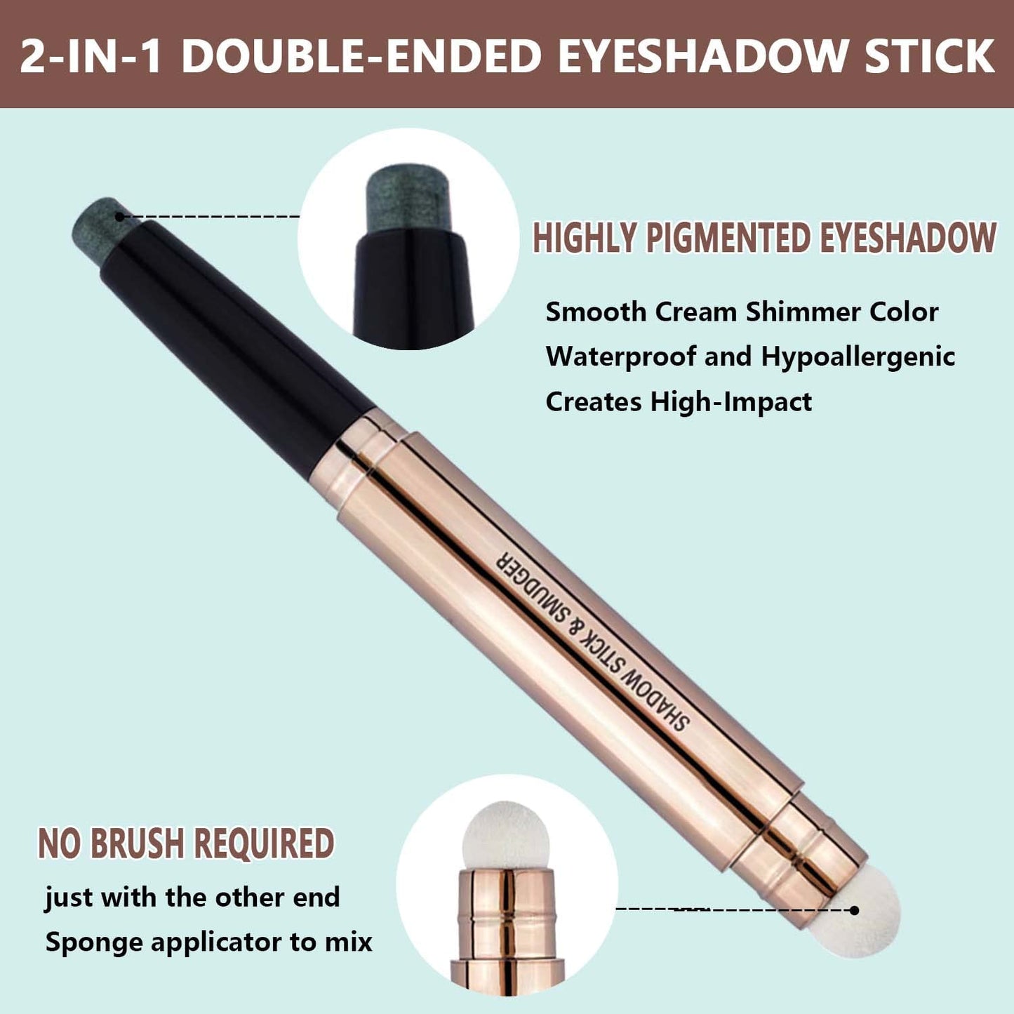 Green Eyeshadow Stick, Cream Shimmer Smooth Eyeshadow Pencil, Hypoallergenic Waterproof Long Lasting Eye Shadow Highlighter Stick, Create High-Impact, Multi-Dimensional Eyes Look