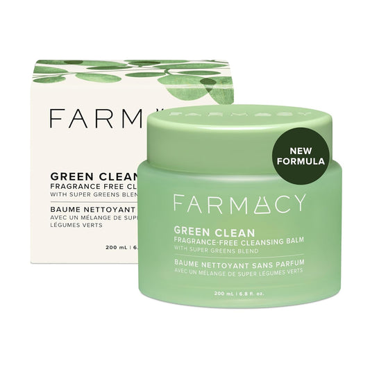Farmacy Makeup Remover Cleansing Balm - Green Clean Waterproof Makeup Remover + Oil Based Cleanser - Newly Formulated Double Cleanser with Plant Based Waxes + Upcycled Moringa (200ml)