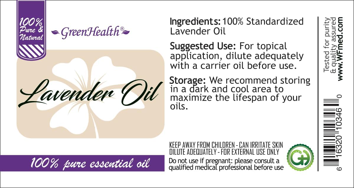 GreenHealth - 16 fl oz - Lavender Essential Oil - 100% Pure Essential Oil - Aluminum Bottle