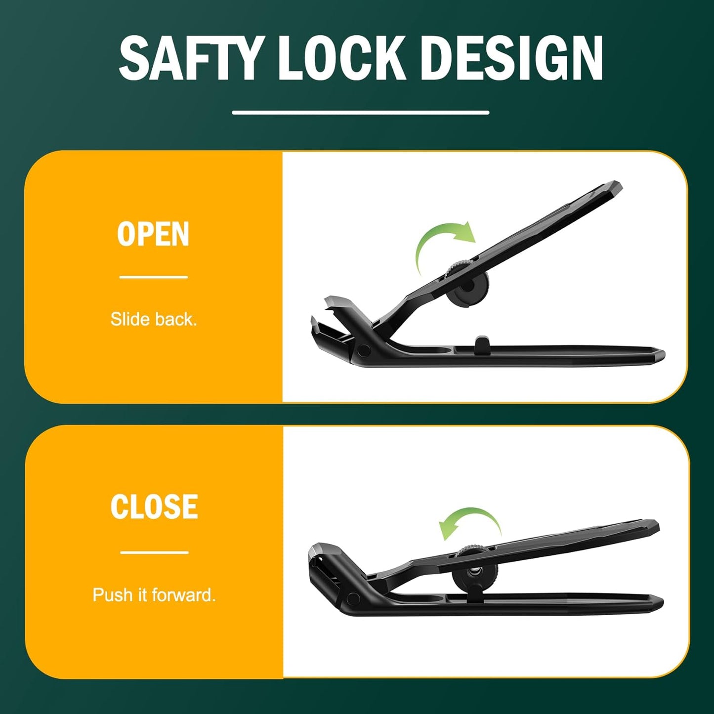 FVION Ergonomic Angled Toenail Clippers for Thick Nails – Long Handle Nail Cutter with Lock & Catcher, Stainless Steel Clippers for Seniors, Men & Women （Black）