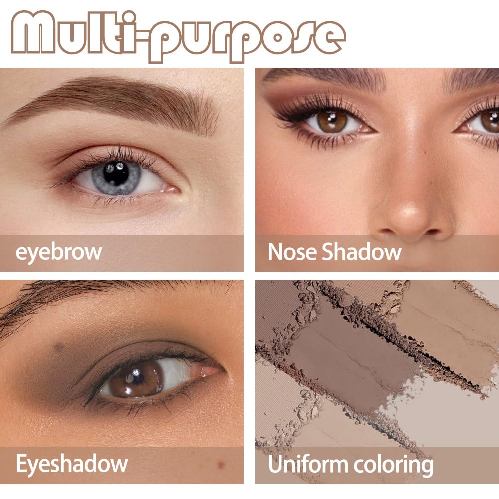 Eyebrow Powder Dark Light Brown Kit,Eye Brow Powder for Women with Brow Brush,Long-Lasting Waterproof Three Colors Brow Filler Get Full Defined Natural Brows,Eyebrow Powder Makeup