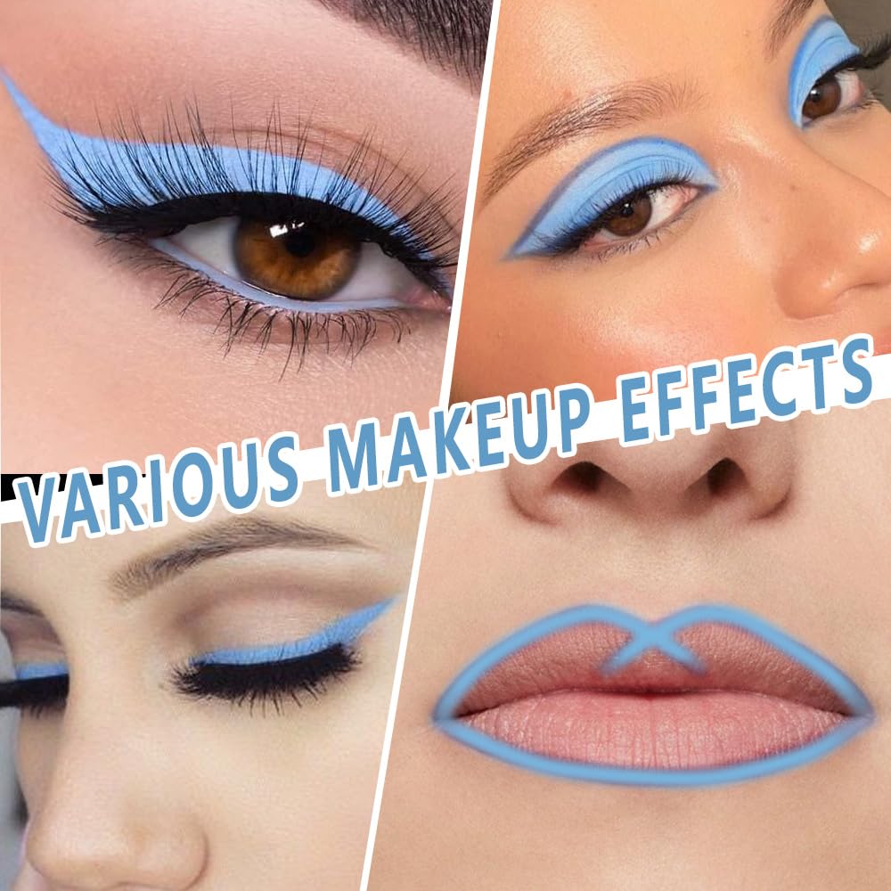 evpct Blue Eyeliner Pencils for Eyes, Light Sky Blue Matte Colored Eye Liner Pencil Makeup Waterproof Smudge Proof, Colored Gel Waterline Eyeliner Liquid Face Eye Paint Stick Lipstick Halloween Makeup